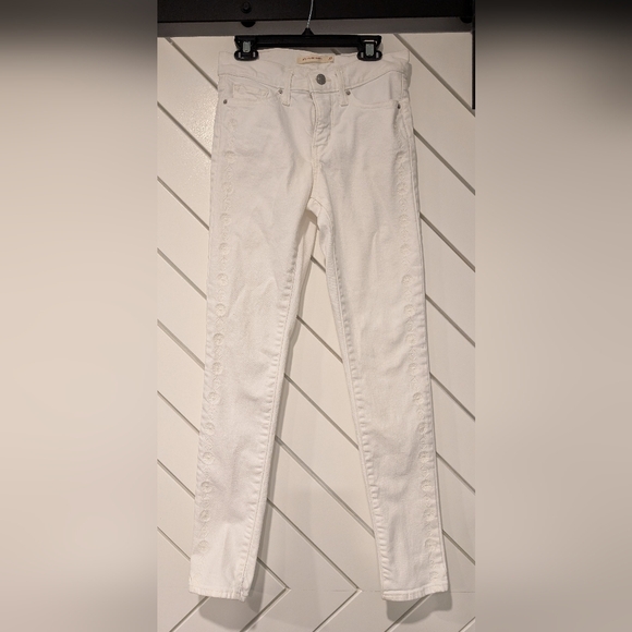 Levi's Pants - Levis White 311 Shaping Skinny Jeans with Floral Stich Design